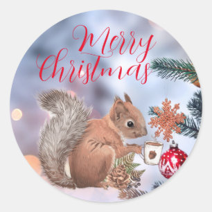 Merry Christmas Round Stickers 