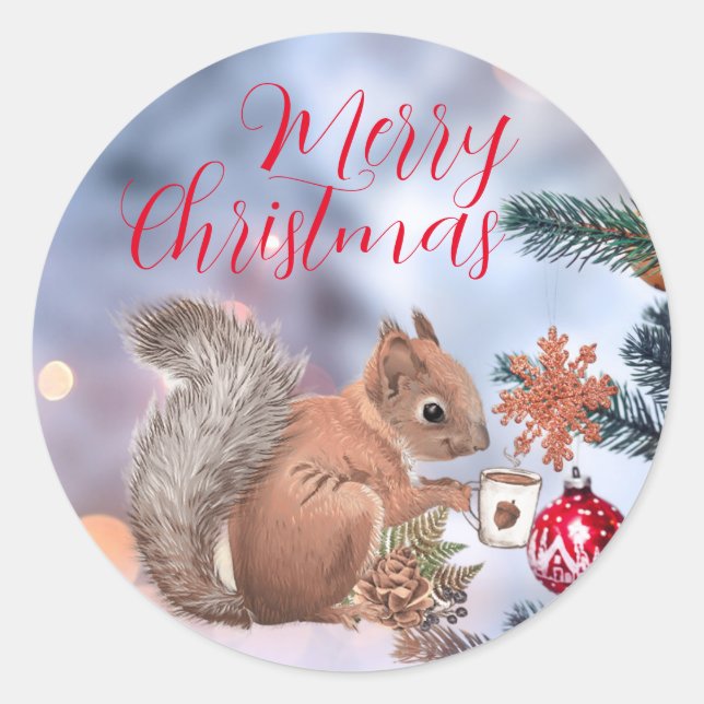 Merry Christmas Round Stickers  (Front)