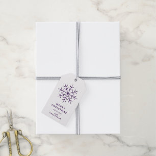 Merry Christmas Royal Purple Snow flake Gift Tags