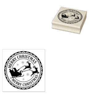 Merry Christmas Rubber Stamp Festive Holiday