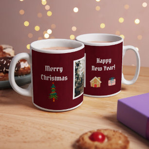 Merry Christmas Ruby Wine Family Photo Coffee Mug