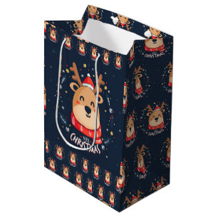 Merry Christmas Rudolph Medium Gift Bag