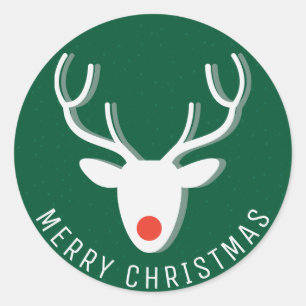 Merry Christmas   Rudolph Reindeer Classic Round Sticker