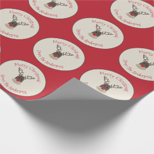 Merry Christmas Rudolph Reindeer Gift Wrap