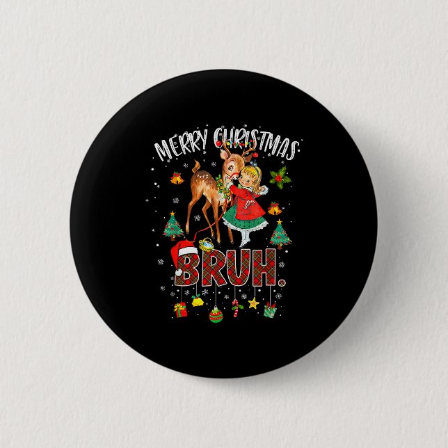 Merry Christmas Rudolph The Red Nose Reindeer Bruh 6 Cm Round Badge (Front)