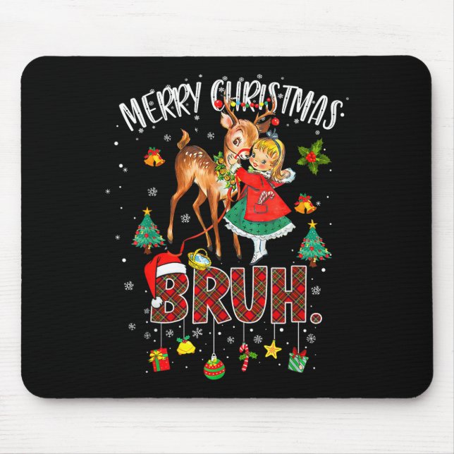 Merry Christmas Rudolph The Red Nose Reindeer Bruh Mouse Mat (Front)