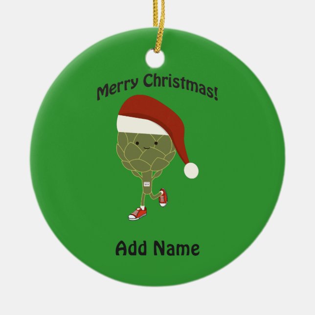 Merry Christmas! Running Artichoke Ceramic Tree Decoration (Front)