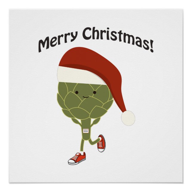 Merry Christmas! Running Artichoke Poster (Front)