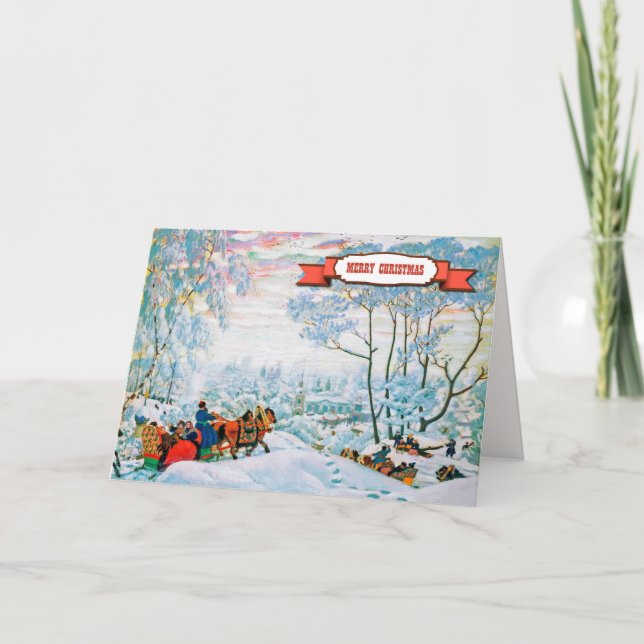 Merry Christmas. Russian Art Christmas Holiday Card (Front)