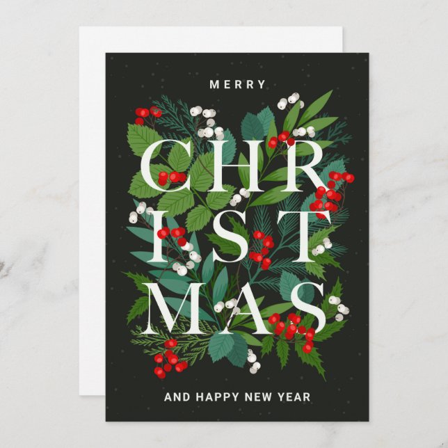Merry Christmas Rustic Corporate Greeting Holiday Card (Front/Back)