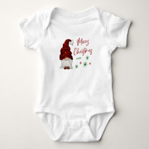 Merry Christmas Rustic Country Girl Gnome Holiday Baby Bodysuit