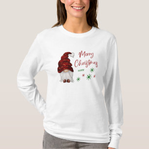 Merry Christmas Rustic Country Girl Gnome Holiday T-Shirt