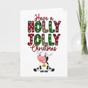 Merry Christmas Rustic Cow Card