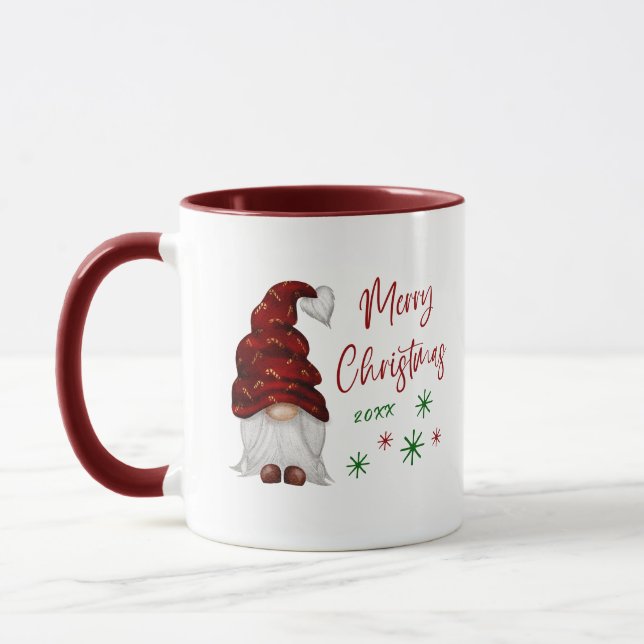 Merry Christmas Rustic Female Gnome Fun Holiday Mug (Left)