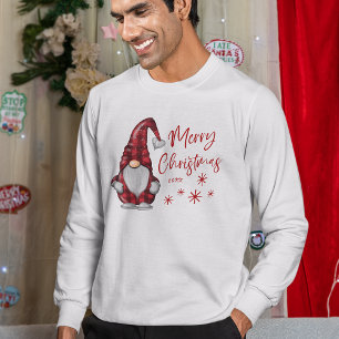 Merry Christmas Rustic Gnome in Red Buffalo Plaid Sweatshirt