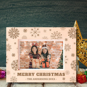 Merry Christmas rustic hoilday photo wooden etched Frames
