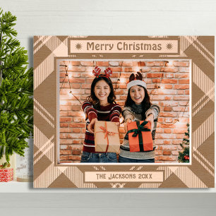 Merry Christmas rustic hoilday photo wooden etched Frames