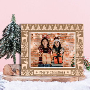 Merry Christmas rustic hoilday photo wooden etched Frames