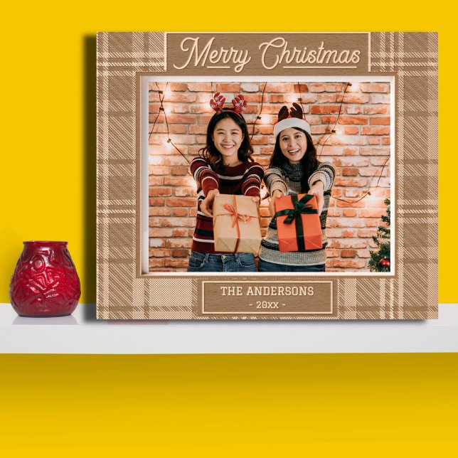 Merry Christmas rustic hoilday photo wooden etched Frames (Creator Uploaded)