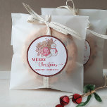 Merry Christmas Rustic Holiday Gingerbread Cookies Classic Round Sticker<br><div class="desc">Gorgeous custom envelope seal or gift label with attractive holidays Christmas gingerbread cookies detail and phrase Merry Christmas in a mixture of hand written Script and block typography. Outside borders in red with small gold glitter. Text area for your own customisation. Collection with coordinating products available.</div>