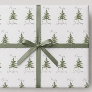 Merry Christmas Rustic Minimalist Trees Wrapping Paper