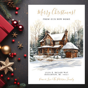 Merry Christmas Rustic New Home Moving Announcement