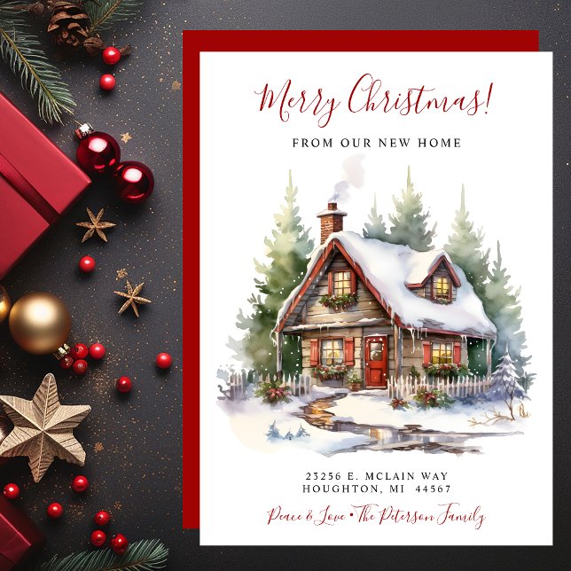 Merry Christmas Rustic New Home Moving Announcement (Creator Uploaded)