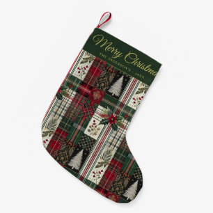 Merry Christmas Rustic Plaid Pattern Small Christmas Stocking