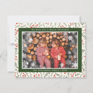 Merry Christmas Rustic Snowflake Photo Holiday  Card