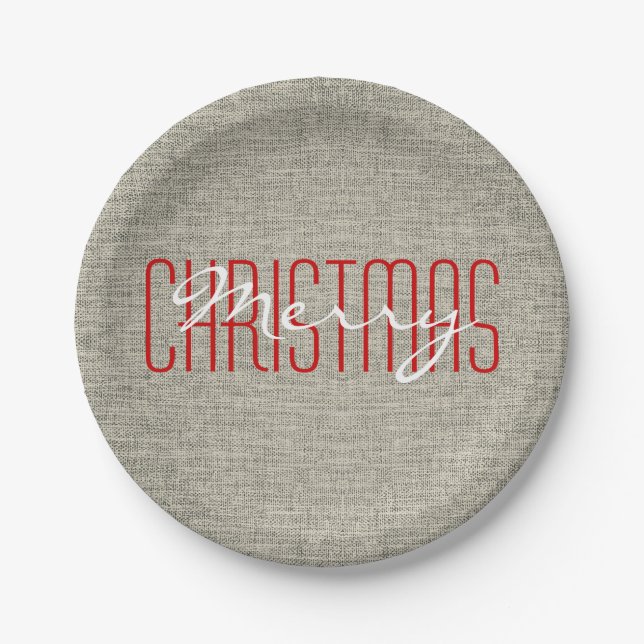 Merry Christmas Rustic Texture | Holiday Paper Plate (Front)
