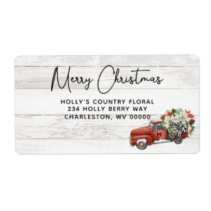 Merry Christmas Rustic Vintage Red Truck Holiday 