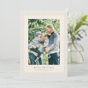 Merry Christmas Sage Green Polka Dot Photo Frame Holiday Card