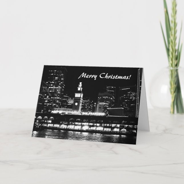 Merry Christmas! San Francisco at night Holiday Card (Front)