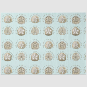 Merry Christmas Sand Dollar Turquoise Pattern  Tissue Paper