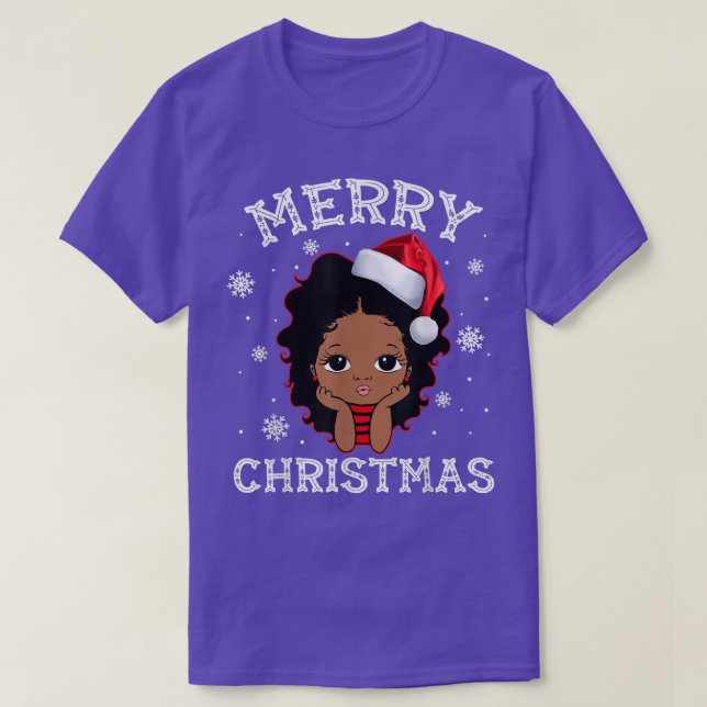 Merry Christmas Santa African American Costume Xma T-Shirt (Design Front)