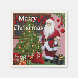Merry Christmas Santa and Christmas Tree Napkin