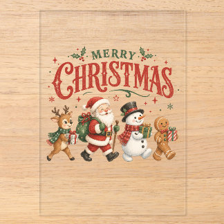 Merry Christmas Santa and Friends Acrylic Invitations
