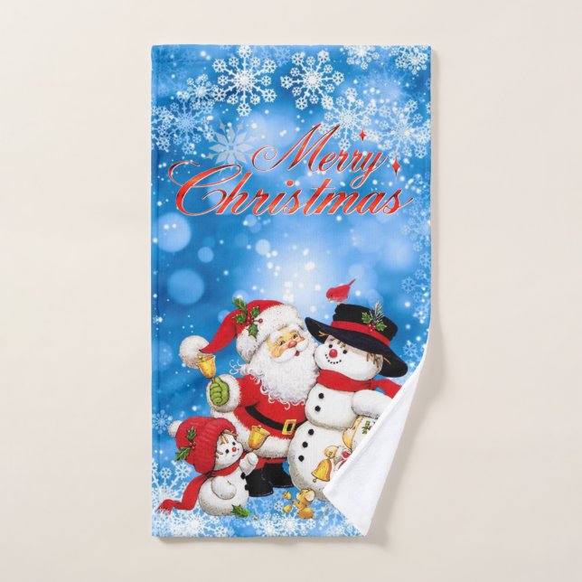 Merry Christmas Santa And Friends Bath Towel Set (Hand Towel)