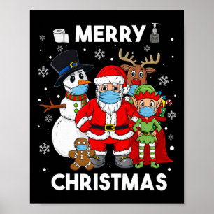 Merry Christmas Santa And Friends Boys Kids Family Poster
