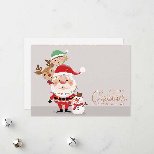 Merry Christmas Santa and Friends Holiday Card (Front/Back In Situ)