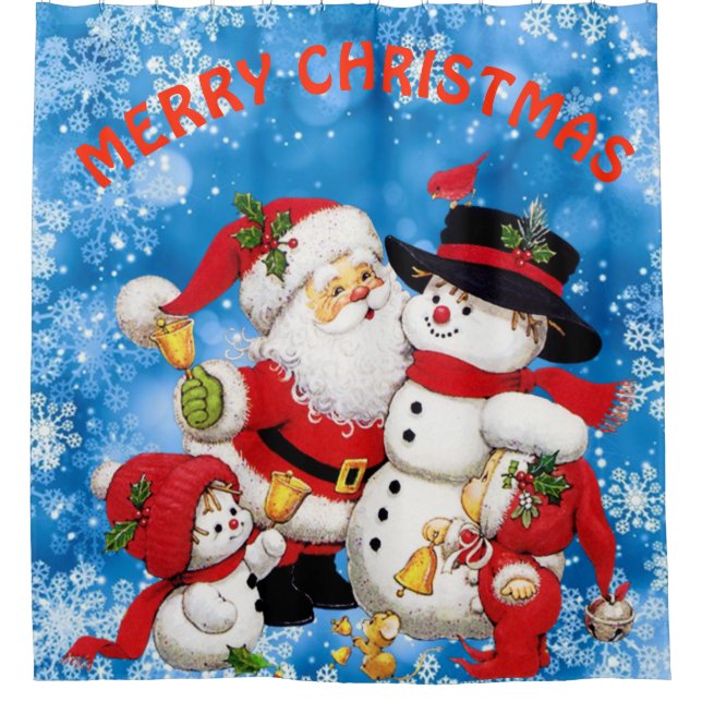 Merry Christmas Santa And Friends Shower Curtain (Front)