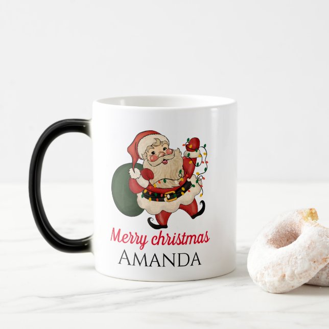 Merry christmas santa and gift  magic mug (With Donut)