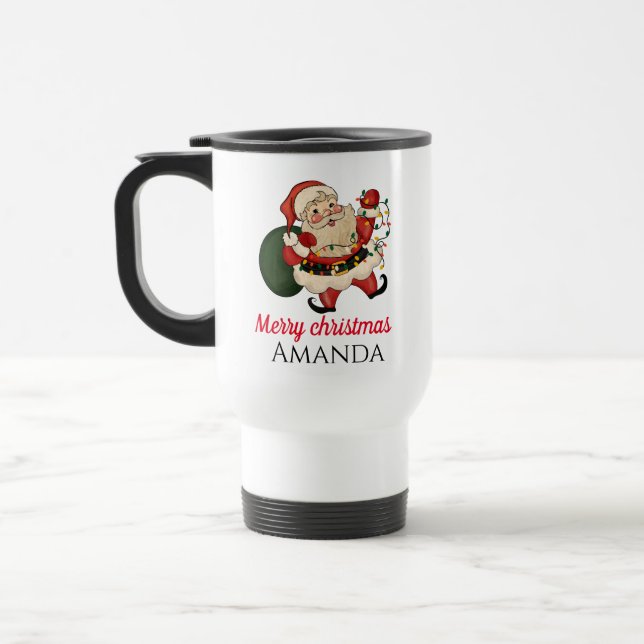 Merry christmas santa and gift  travel mug (Left)