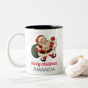 Merry christmas santa and gift Two-Tone coffee mug