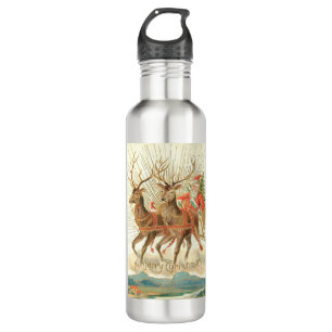 Merry Christmas (Santa and his Reindeer) 710 Ml Water Bottle