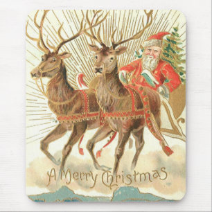 Merry Christmas (Santa and his Reindeer) Mouse Mat