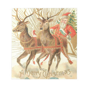 Merry Christmas (Santa and his Reindeer) Notepad