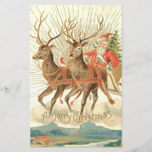 Merry Christmas (Santa and his Reindeer) Stationery