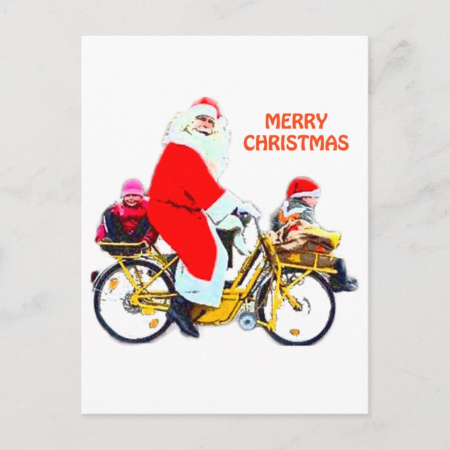 Merry Christmas Santa and Kids Holiday Postcard (Front)
