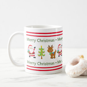 Merry Christmas Santa And Reindeer Coffee Mug